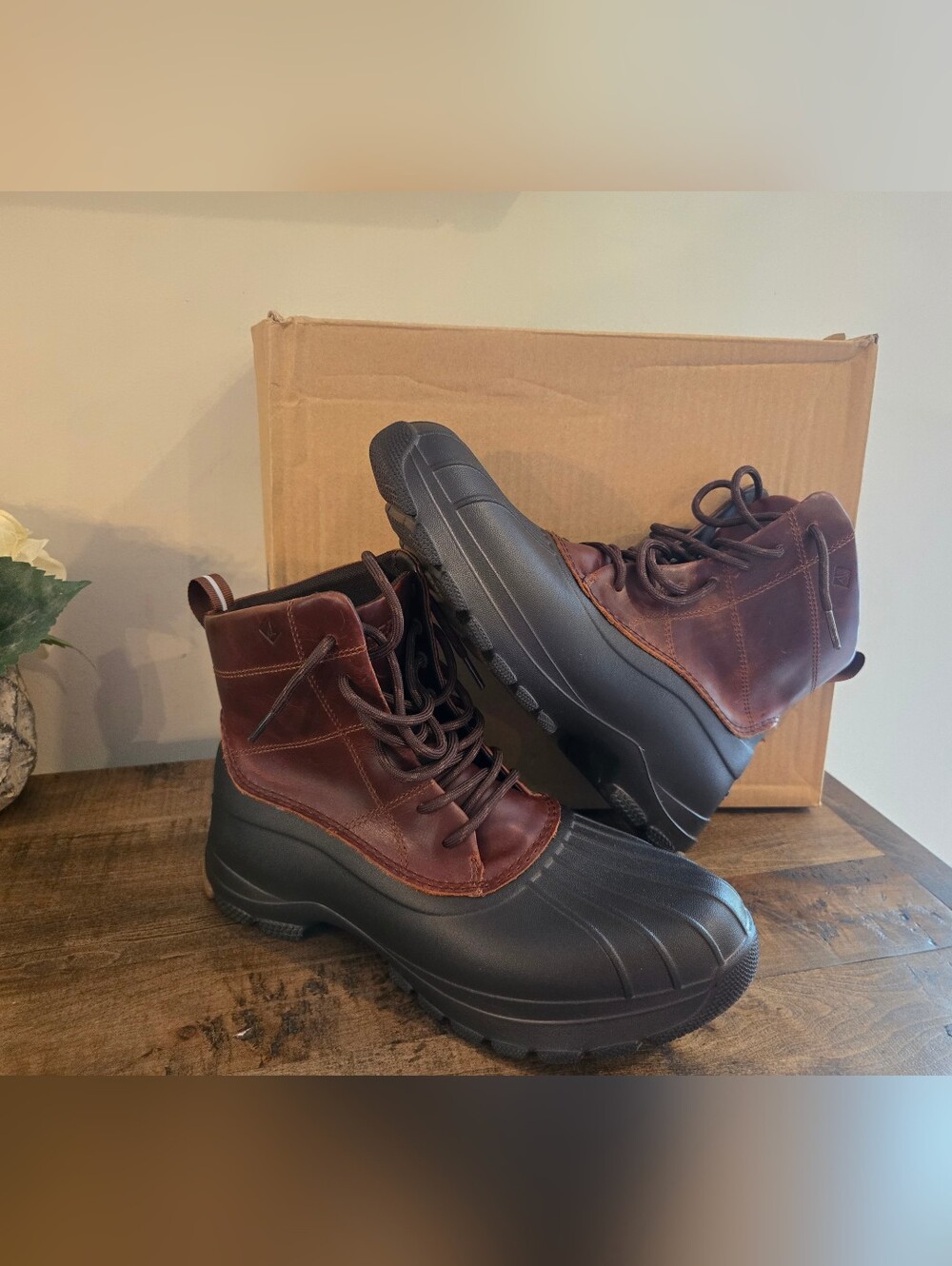 NEW Sperry Duck Float Boots Brown Leather Upper Lace Up STS24855 Men’s Size 8
